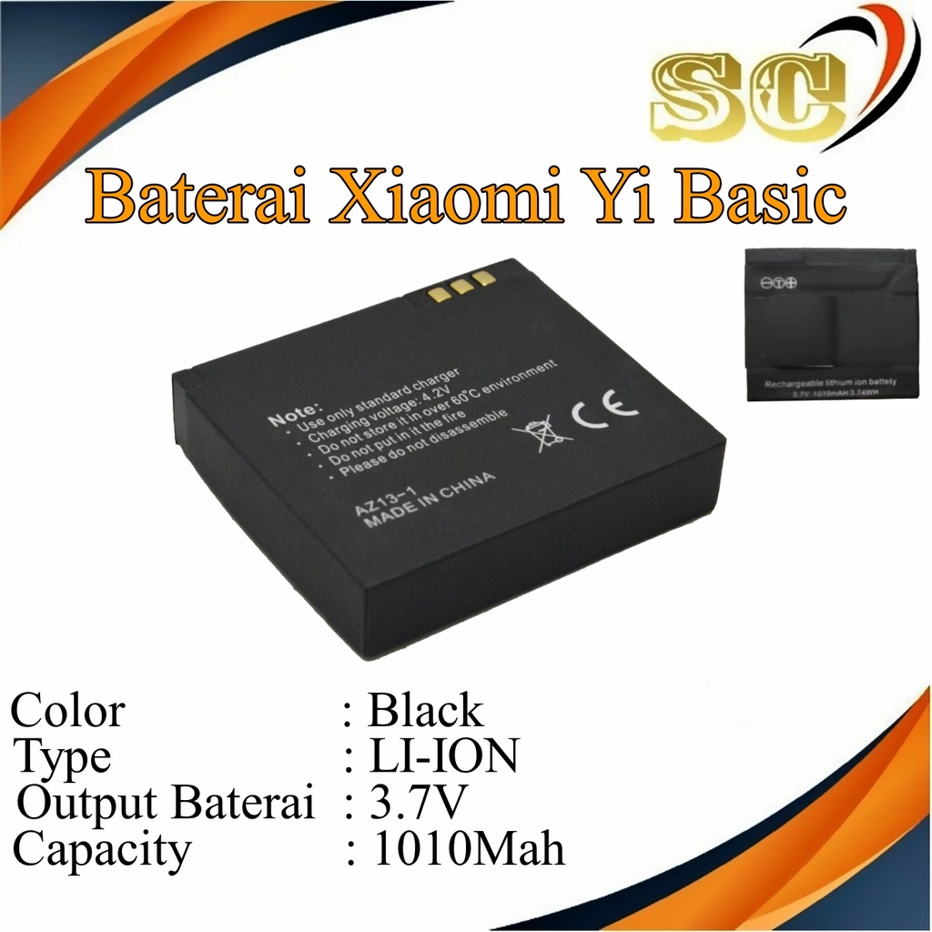 Baterai Xiaomi YI Basic / Battery Xiaomi YI Action Camera 1010Mah - Original