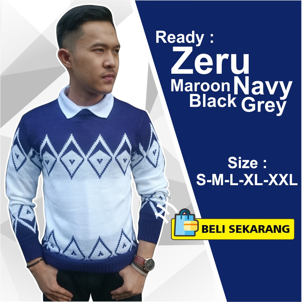 Pakaian Pria Rajutan S M L XL XXL XXXL 4XL Zeru Sweater cowok baju sweater / Outer Rajut  Jaket Pria