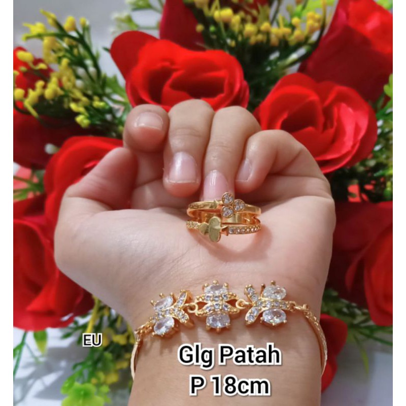 [BAYAR DITEMPAT] E-U GELANG PATAH MOTIF BUNGA PERMATA MEWAH TERBARU