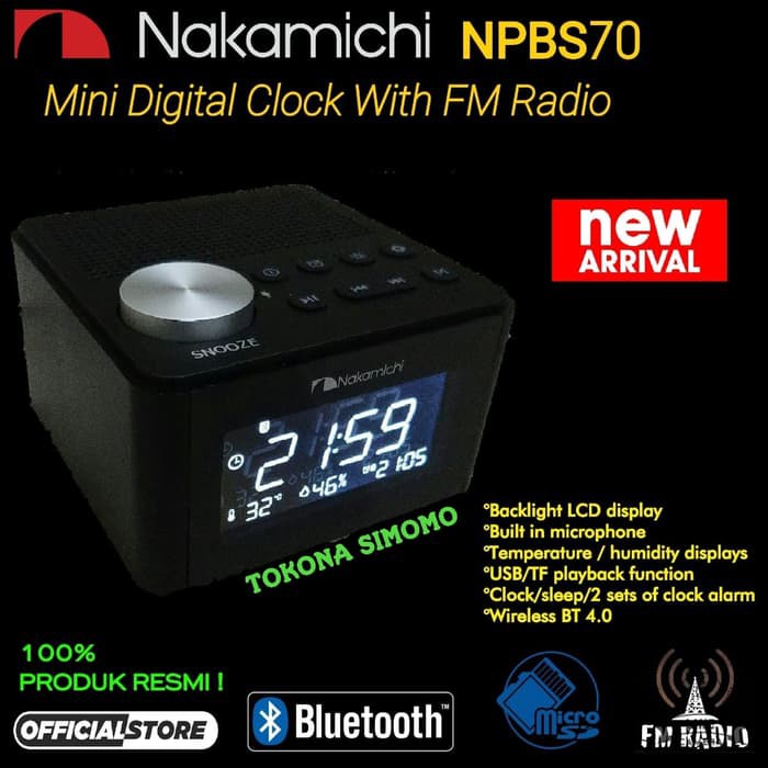 PROMO Nakamichi NPBS 70 / NPBS70 Mini Digital Clock With FM Radio Original MURAH