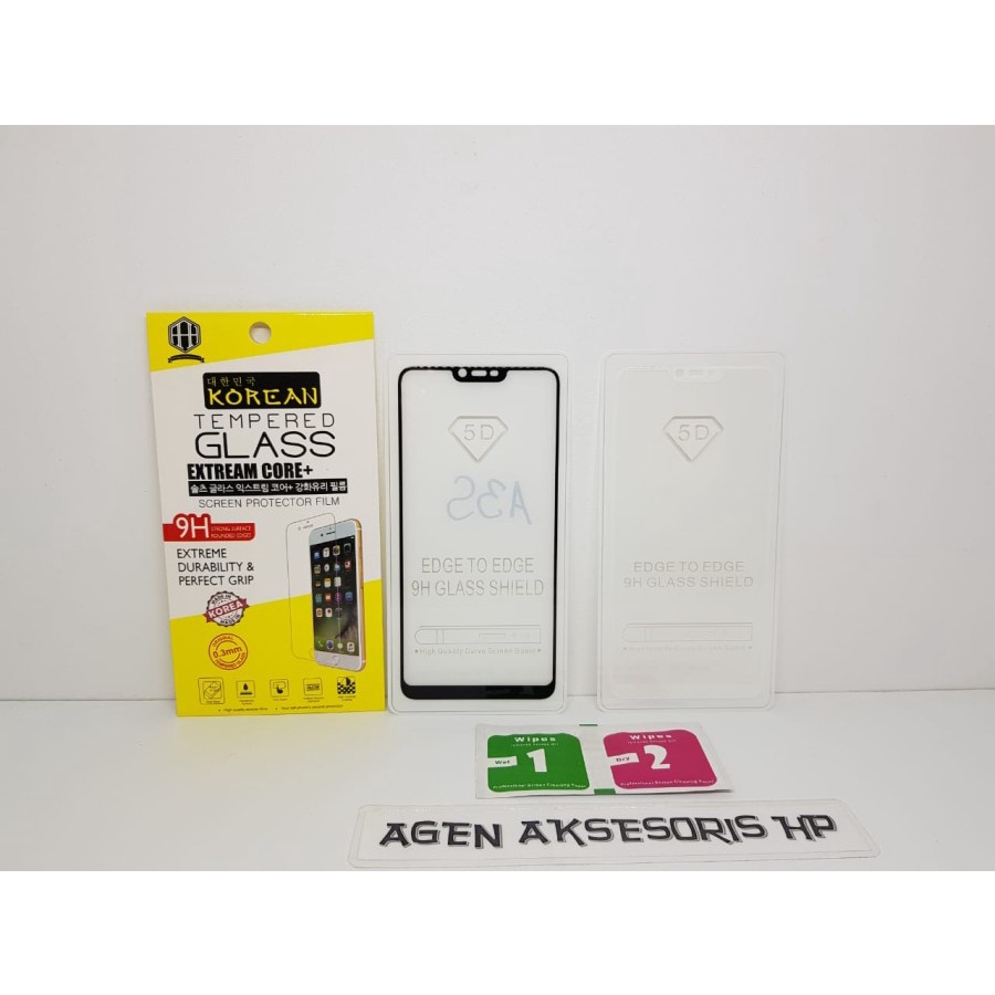 KOREAN Tempered Glass Oppo A3S 6.2 inch Oppo A5 Screen Guard AntiGores BENING FULL SCREEN