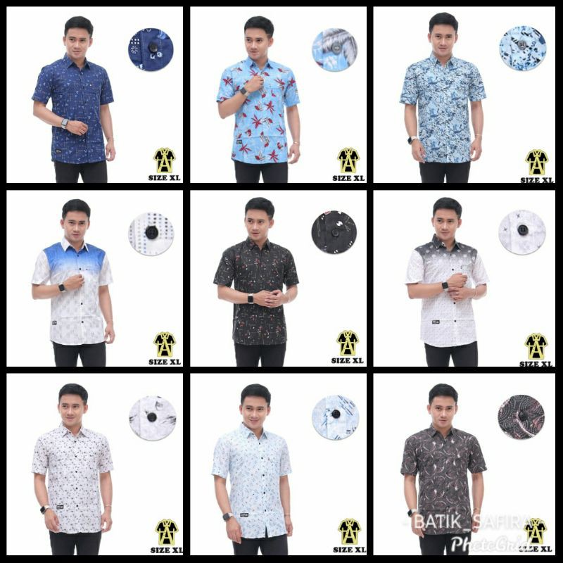 Kemeja Surfing Pria Santai Lengan Pendek Cowok Premium Distro Katun Print Motif Kemeja Pantai