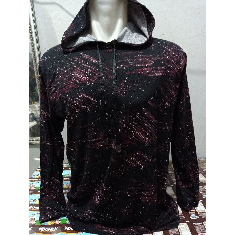 kaos hoodie galaxy lengan panjang