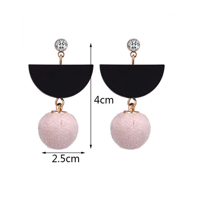 LRC Anting Tusuk Fashion Pink Geometric Shape Decorated Earrings