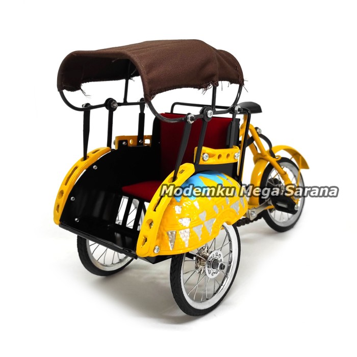 Diecast Miniatur Becak Super Jawa Jogja Besi 28x19x12 cm