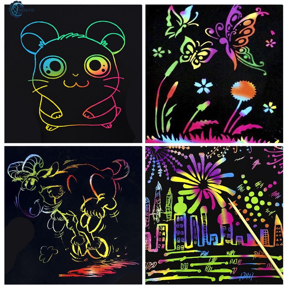 125Pcs DIY Lukisan Dengan Gambar Graffiti Warna Pelangi Ukuran 9 5cm Untuk Dekorasi Rumah