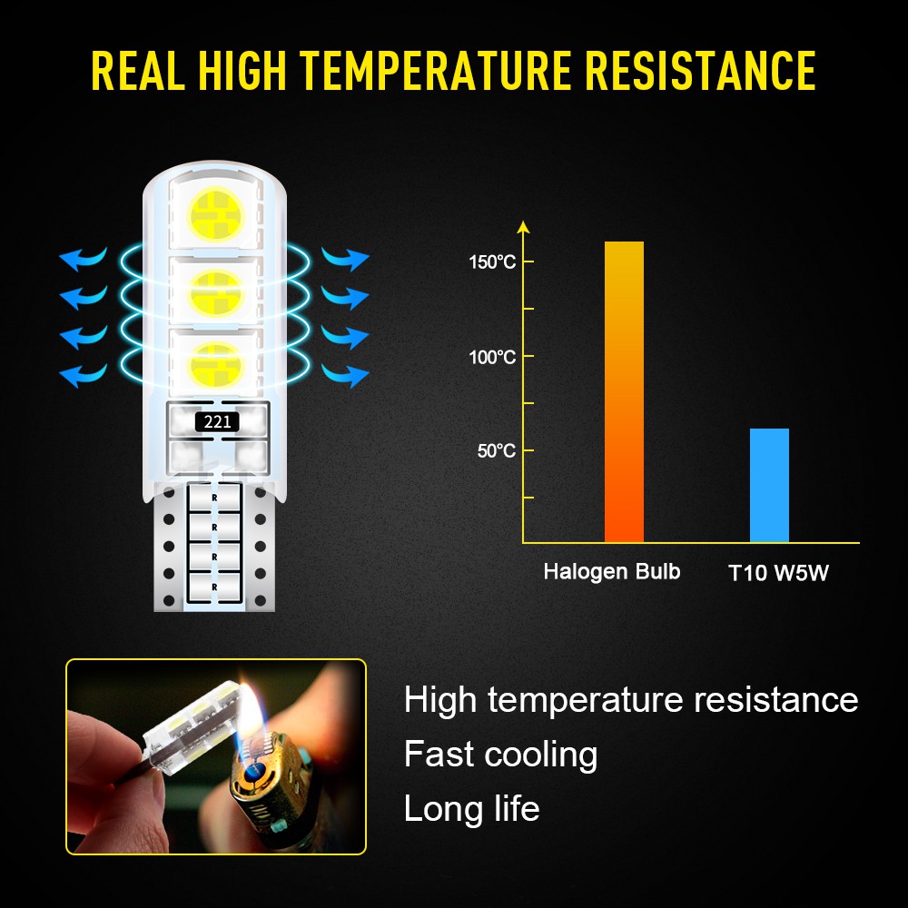 T10 Bohlam W5W Mobil LED Bulb 6LED Silikon Sinyal Lampu Lampu Baca Plat Lampu Super Terang 194168 Lampu Senja LED Mobil Lampu Mobil  LED Aksesoris