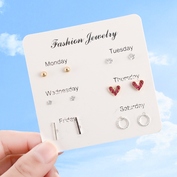 Minggu anting-anting untuk wanita Jepang Korea sederhana kepribadian temperamen liar kreatif anting