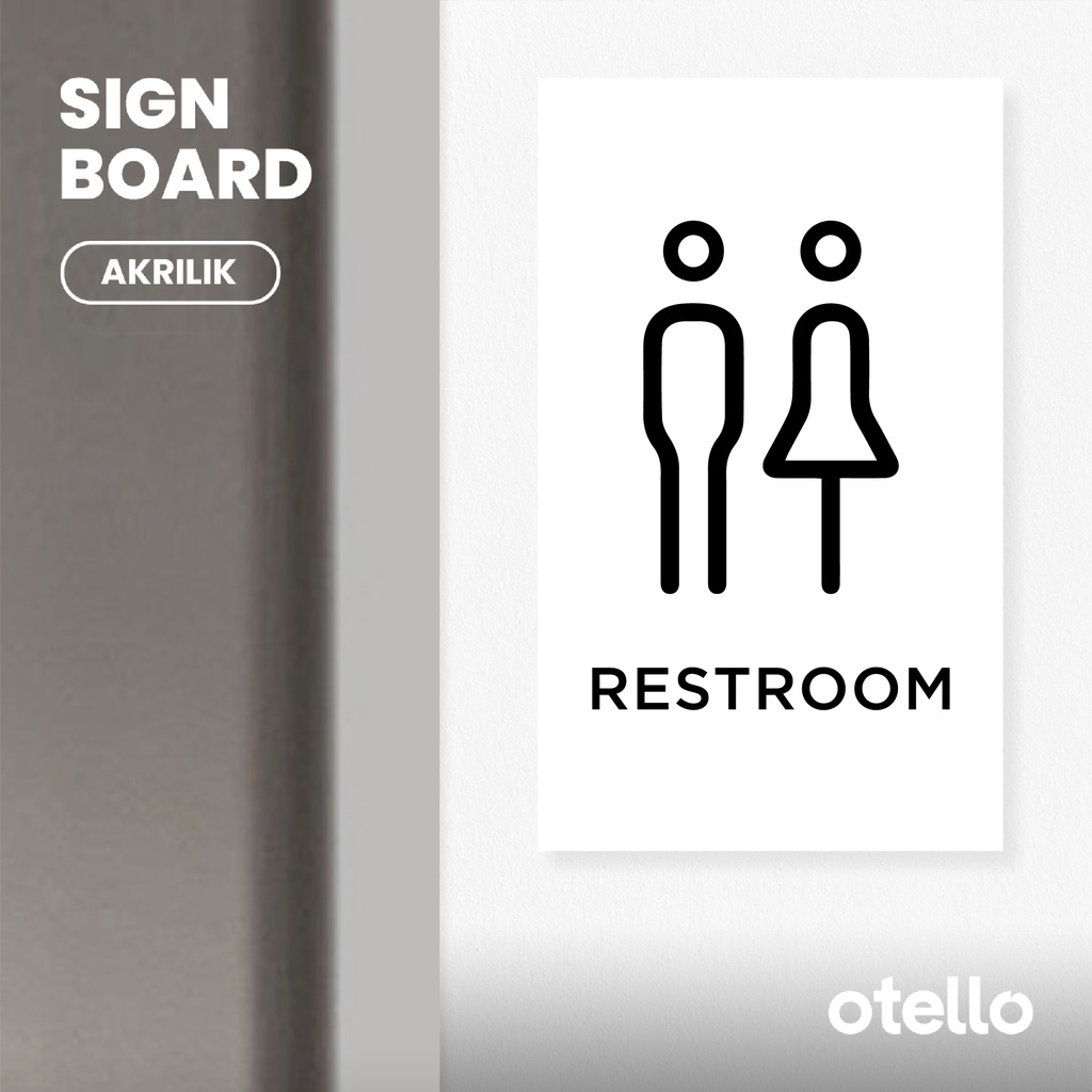 Signage Papan Restroom Modern Sign Tanda Pintu Toilet Pria Wanita Icon WC Umum Cafe Restoran Kantor Papan Tempel Nama Ruang Sticker Dinding