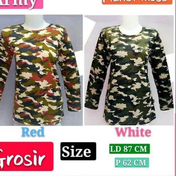 Delivery Order Baju Kaos Wanita Army Tentara Loreng Armi Hijau lengan panjang