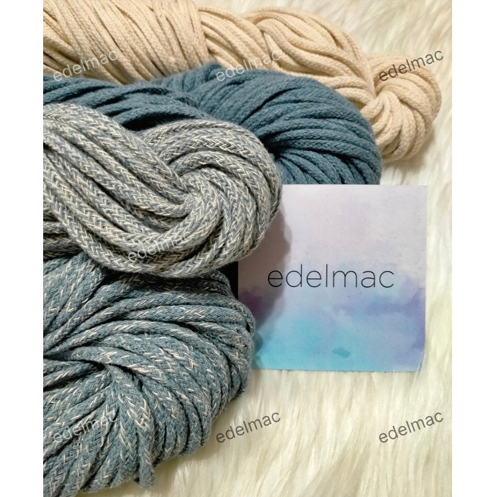 Tali Benang Macrame | Tali Rajut | Braided Cotton Rope Denim 4mm