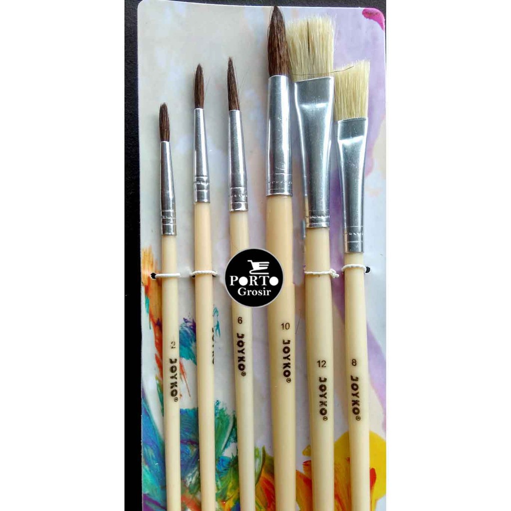 

Joyko Brush BR-1 Set Kuas Lukis Round Flat Isi 6 Nilon Nylon BR1 Original Ujung Bulat Datar Murah