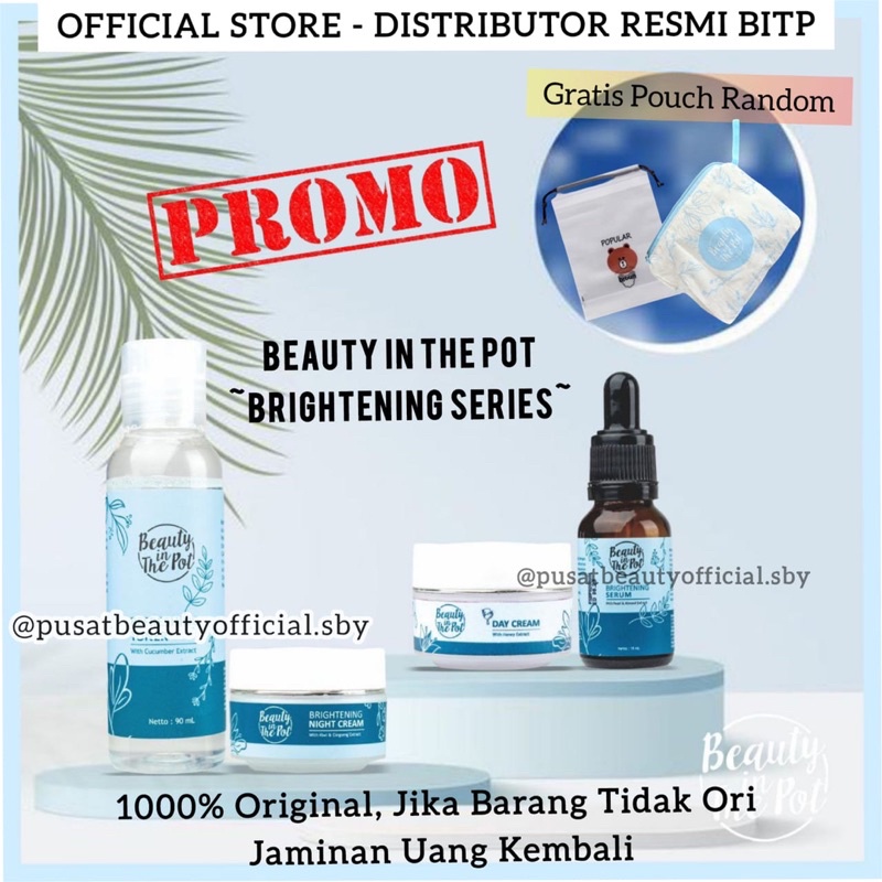 [1Paket+Pouch]100% ORIGINAL BEAUTY IN THE POT BRIGTENING SERIES - PENCERAH WAJAH & MENGATASI FLEK HI