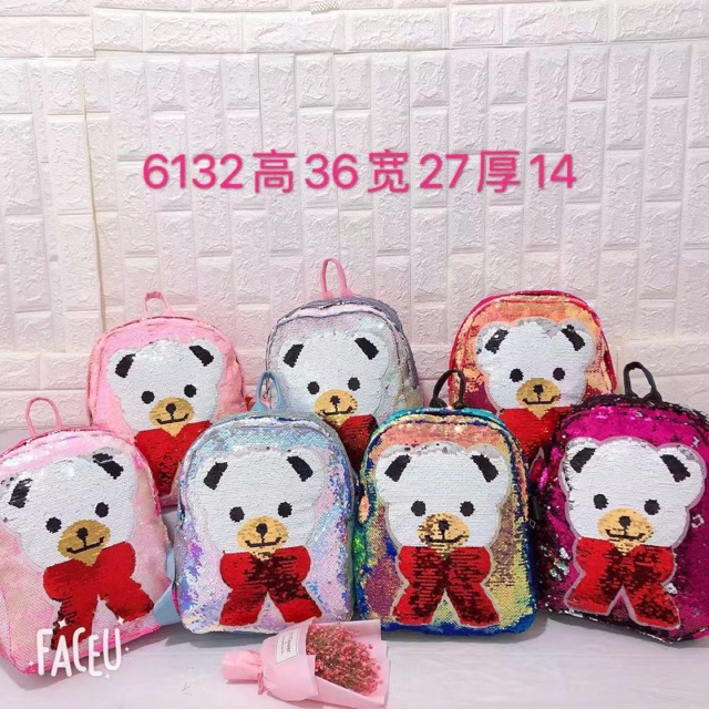 Tas ransel squin anak Teddy bear