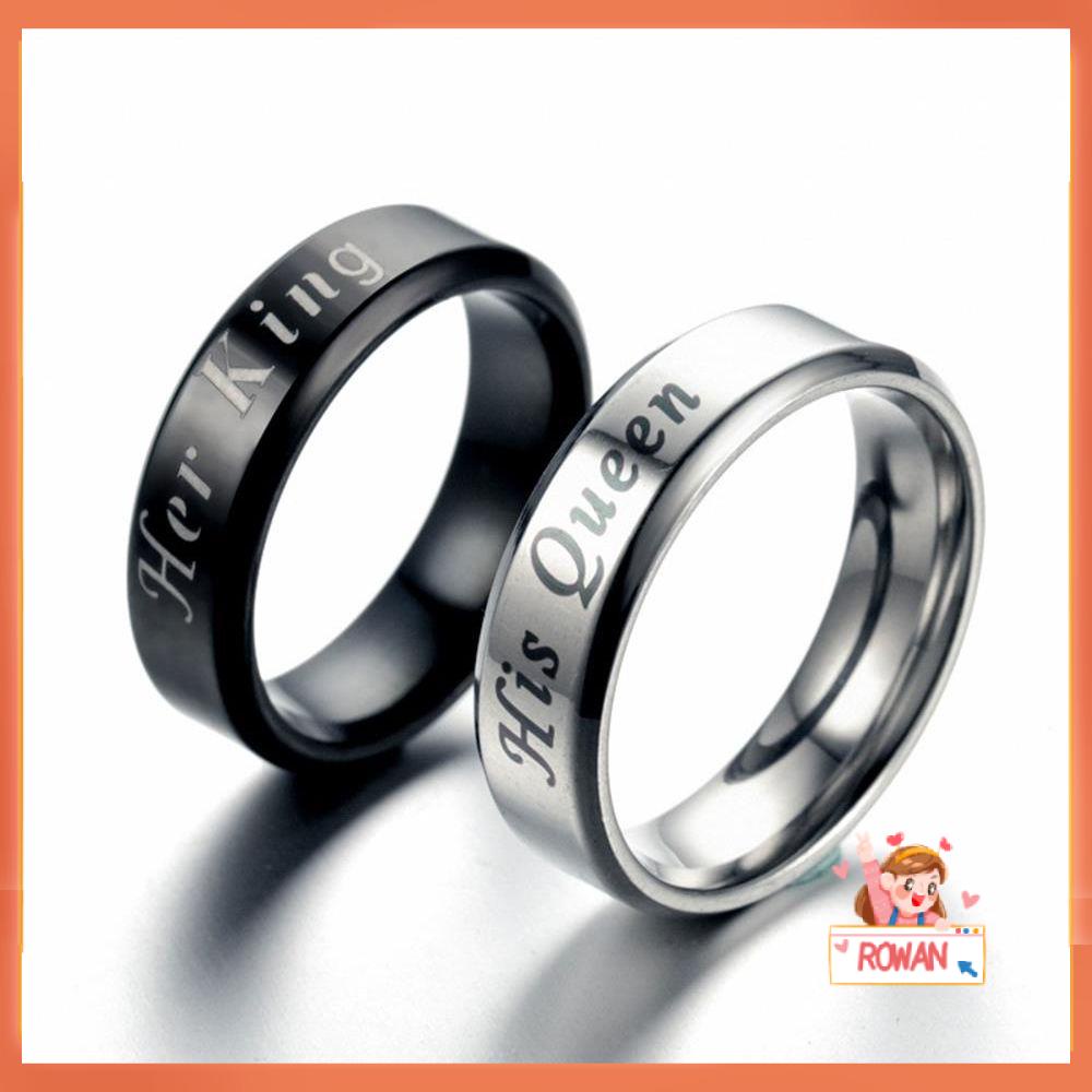 Cincin Pasangan Desain Bunga Bahan Stainless Steel Gaya Punk