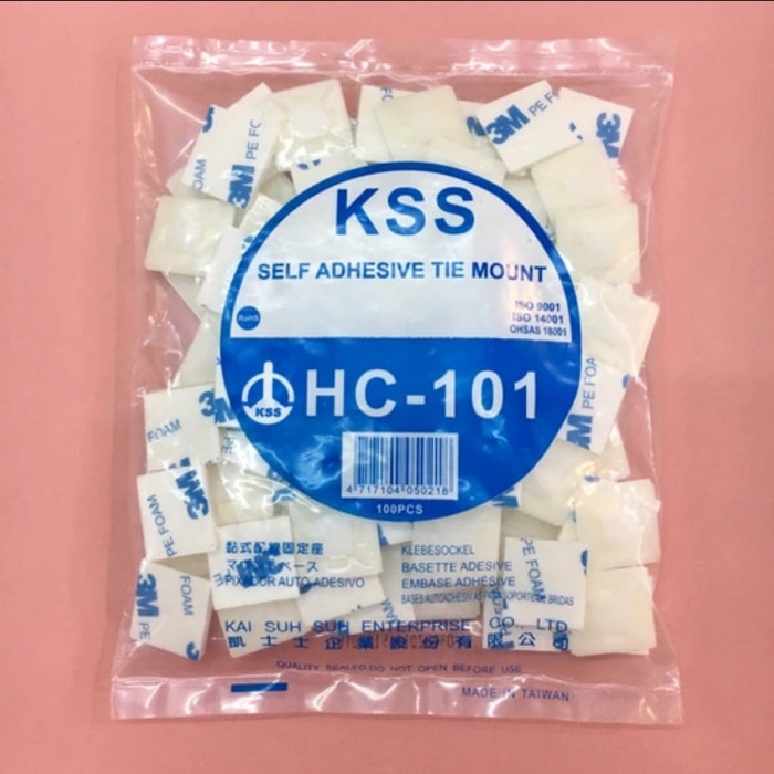 Original KSS Tie Mount Self Adhesive 3M Ukuran 20x20 mm HC101 100Pcs