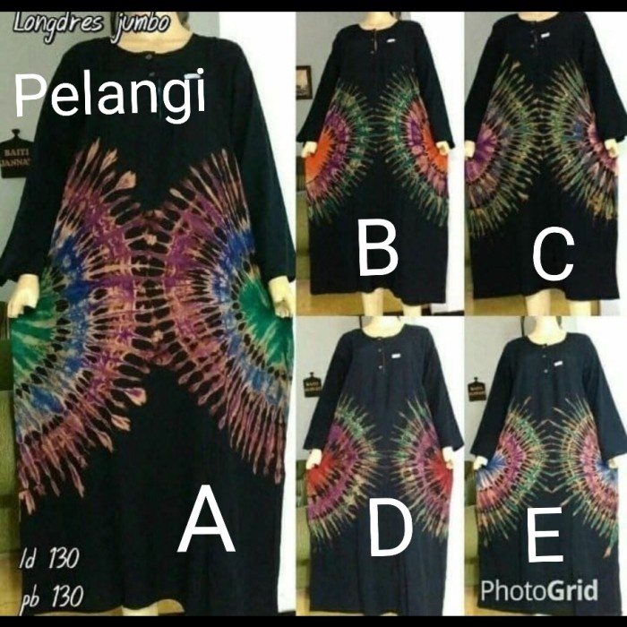 Daster Batik Lengan Panjang Jumbo Besar Bigsize Adem - Pelangi, E