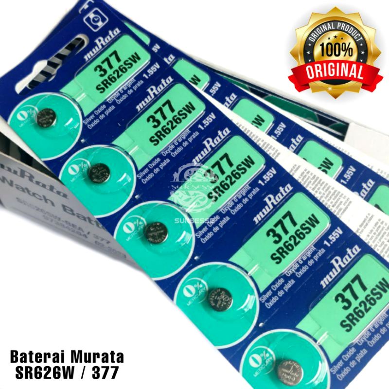 BATERAI JAM TANGAN MURATA SR626SW 377 / SONY MURATA ORIGINAL SR626SW 377 / BATERAI JAM TANGAN UKURAN 626 / BATERAI JAM TANGAN UKURAN 377 / SR626, SR626SW, SR66, 177, 376, 377, SG4, AG4, LR626, LR66, SR626W