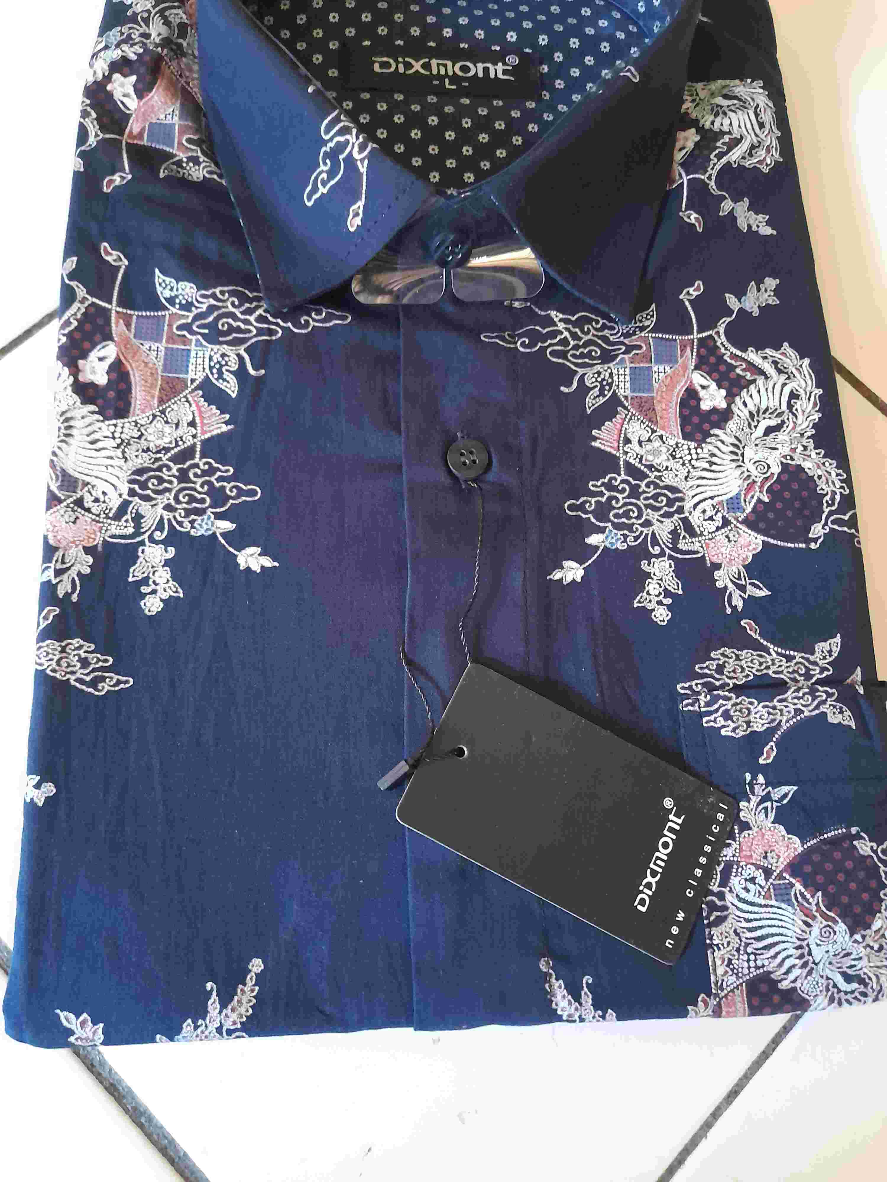 Kemeja Batik Pria Lengan Pendek Bs17 Katun Modern Dixmont Semi Slimfit Premium
