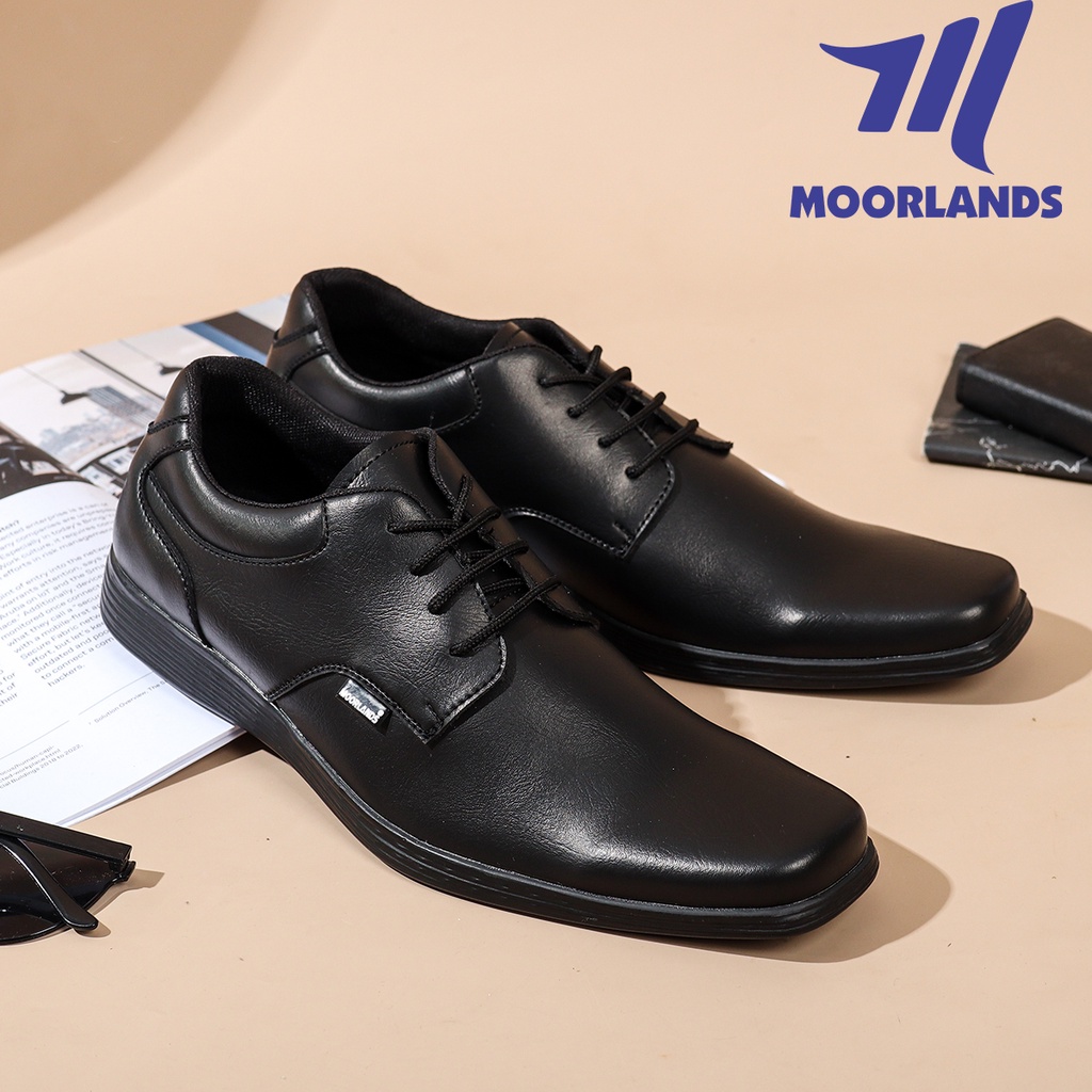 MOORLANDS Sepatu Pantopel Tali Hitam Pria Sepatu Pantopel Kulit Tali Sepatu Kerja Formal Pria