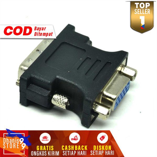 Adapter VGA Female ke DVI-I Dual Link Male Adaptor Laptop Penghubung Kabel Video PC Adapter Multifungsi