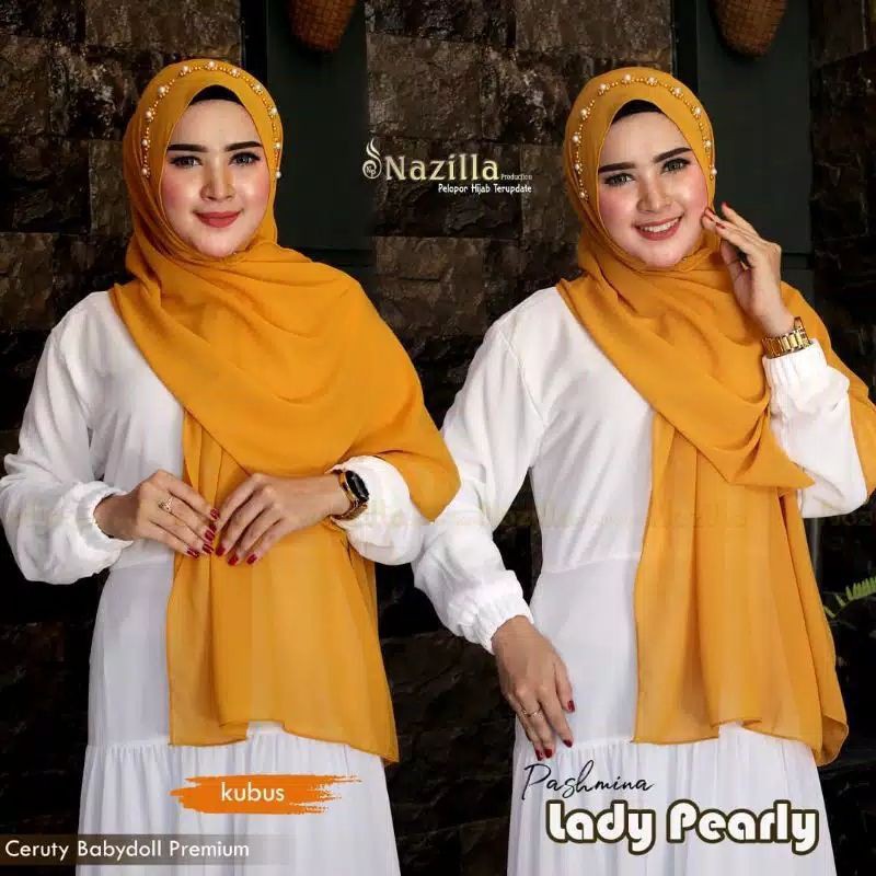 Original nazilla jilbab pashmina instan tali lady pearly