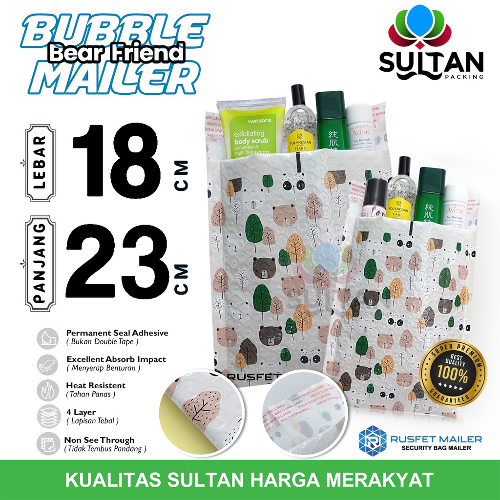 

Amplop Bubble Mailer BEAR FAMILY 18x23cm Bubble Wrap Envelope Rusfet PREMIUM TERMURAH