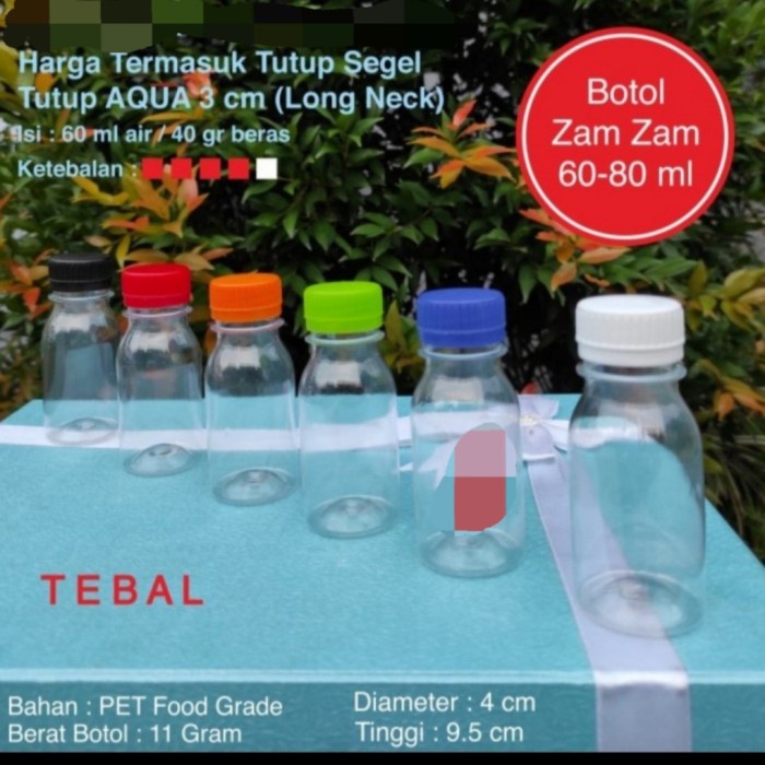 GHM (0010) BOTOL ZAM ZAM PLASTIK 60 - 80 ML + TUTUP SEGEL GROSIR MURAH