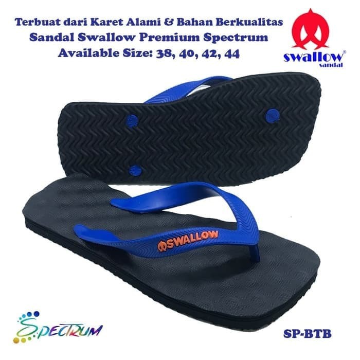 Sendal Jepit Pria Swallow Spectrum - Hitam Tali Biru