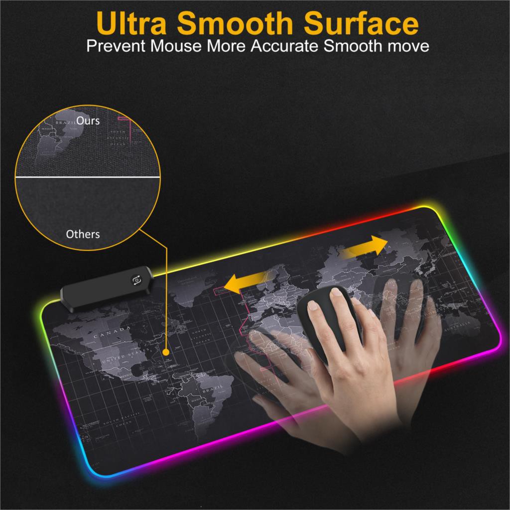 GS8 Mousepad Gaming Mouse Pad XL Peta Dunia + LED RGB 400 x 900 mm iAhead MP10