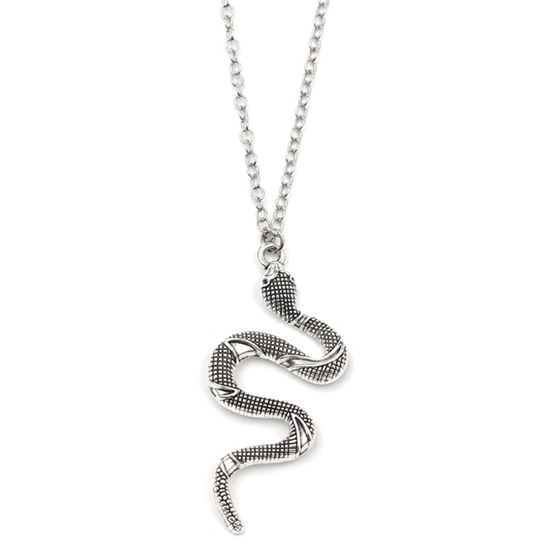 Unisex Silver Snake Serpent Necklace Pendant Jewellery Long Chain 18&quot; / 45.7cm