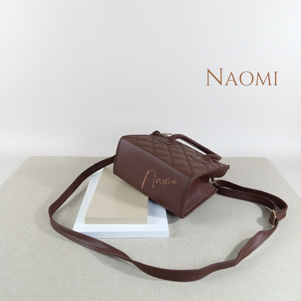 NAOMI - Martha Adelia Sling Bag Import - Tas Fashion Wanita - Tas Kulit Wanita - Tas Fashion Selempang - Tali Panjang - Long Strap Cantik - Square Handbag - Sling Bag Wanita - Tas Wanita - Tas Naomi - Naomi Bag