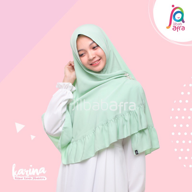 Jilbab Afra Arfa - Karina Khimar Kerudung Jilbab Hijab Instant Renda Kriwil Non Ped Pad Pet berbahan