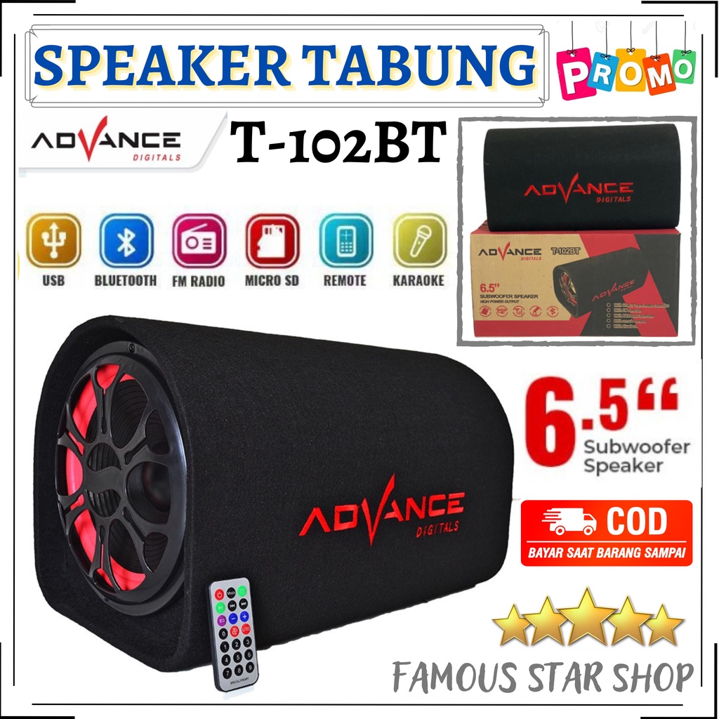 TERLARIS - Speaker Aktif Advance Subwoofer 6.5 inch T-102BT Bluetooth / Speaker Bluetooth / Active Speaker / Subwoofer Speakers / Speaker Murah - FMS