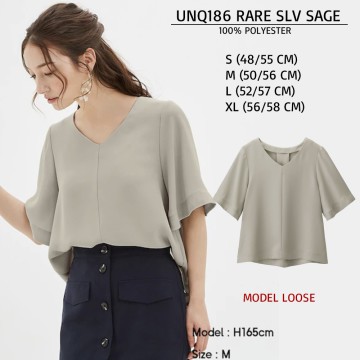 Blouse Wanita Casual Japan Chiffon Polos (UNQ186 RARE SLV)-7