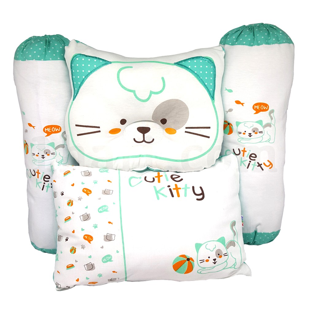  Bantal Bayi  Motif Kucing Baby Pillow Set Cutie Kitty 