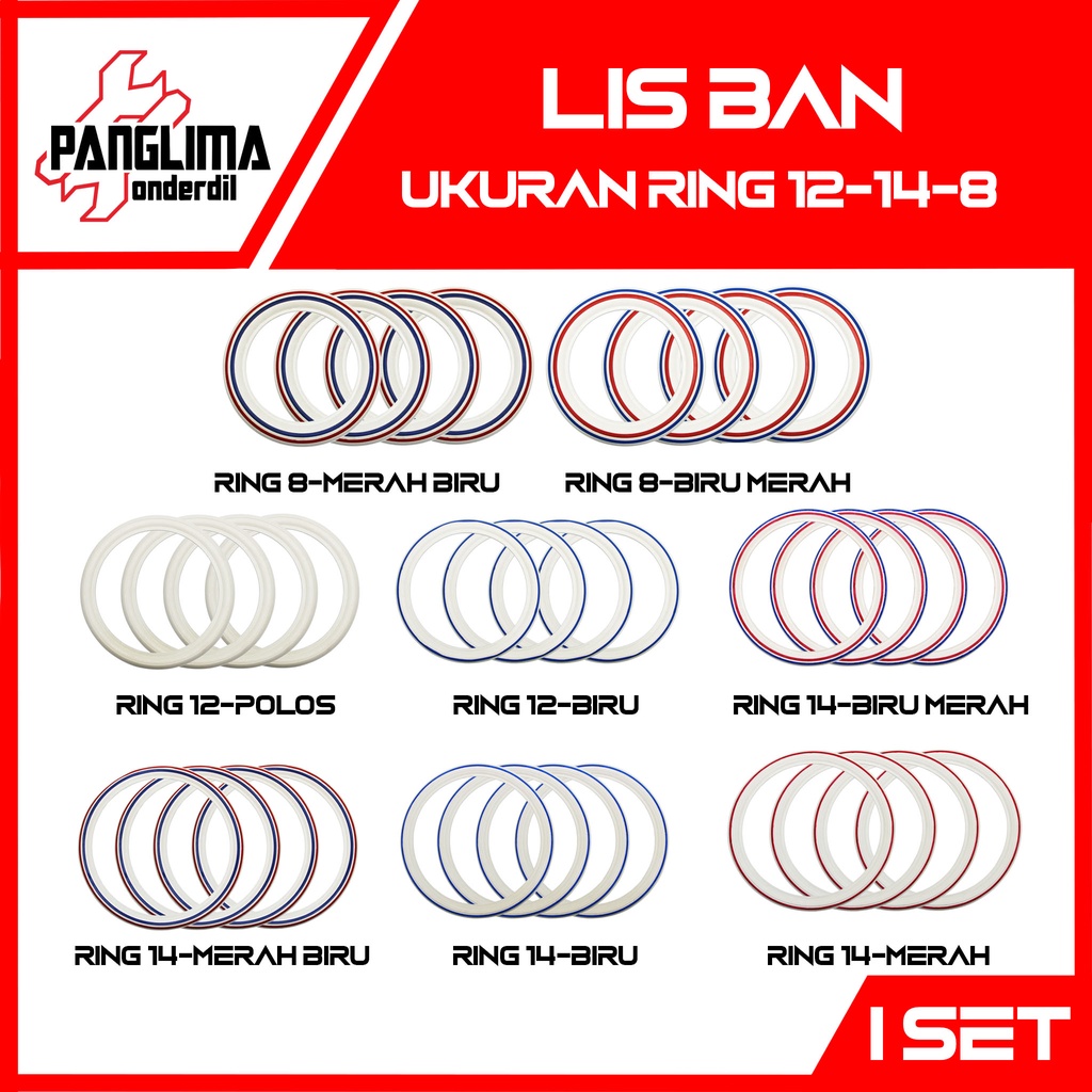 Lis Ban Model Vespa Motor Matic-Bebek-Sport Ukuran Ring 12-WhiteWall-White Wall Karet List