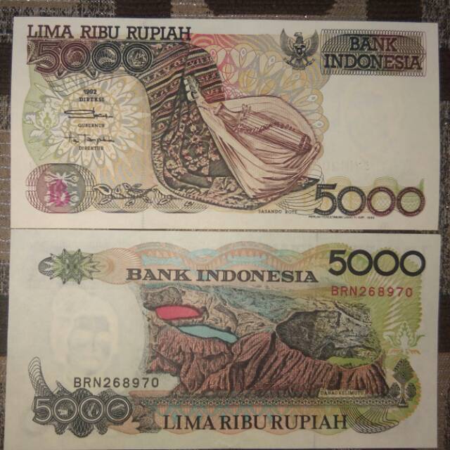 UANG KUNO UANG MAHAR 5000 Rupiah Sasando 1992 Gress