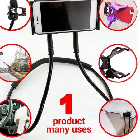 Lazypod Leher dan Pinggang Jepit / Holder Hp Lazy Hanging Neck Cell Stand