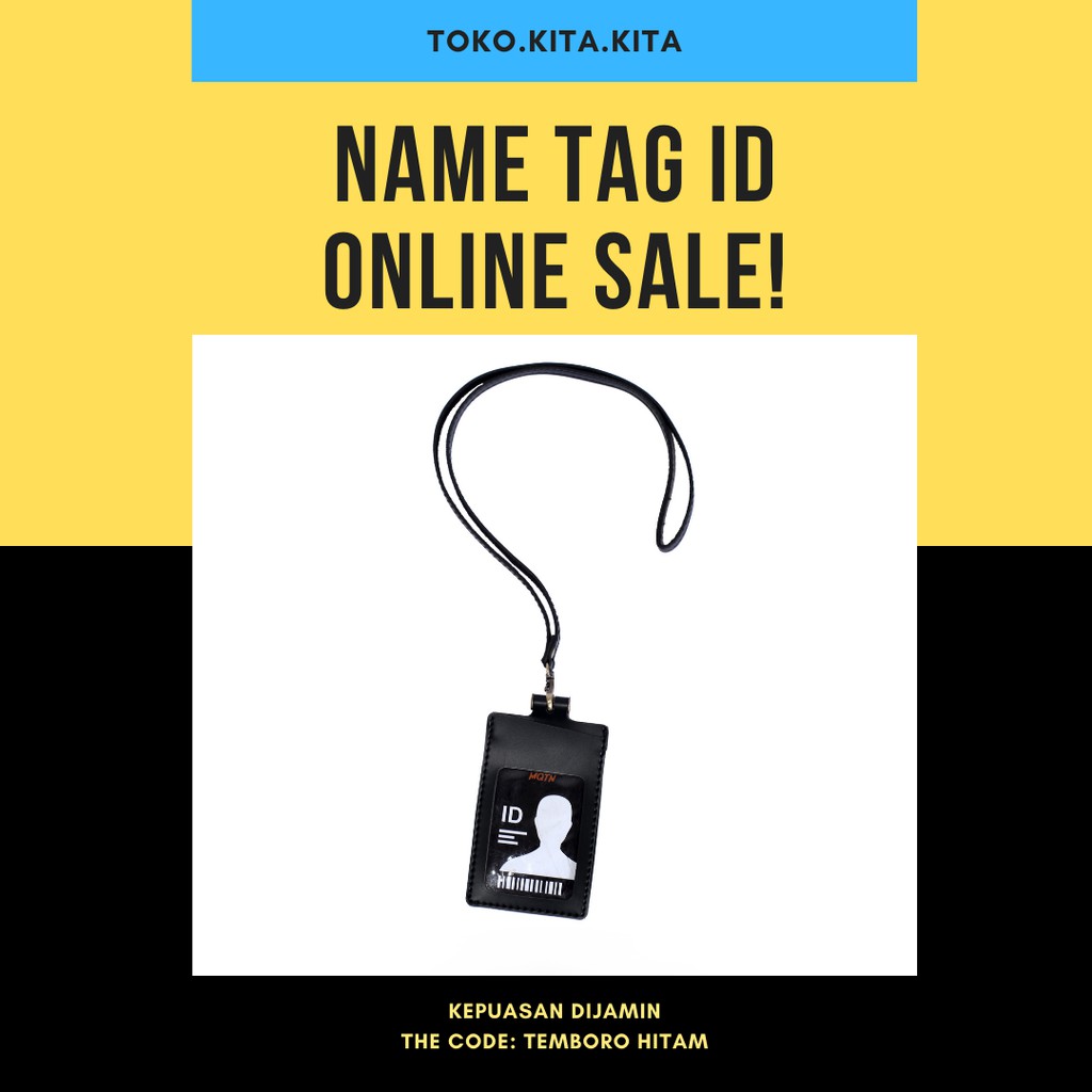 

Temboro Gantungan Name Tag Tempat Id Card Kulit Sintetis Premium Warna Hitam Panjang Tali X 40 cm