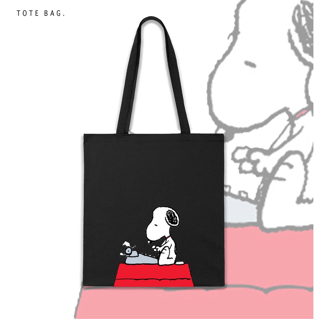 TOTE BAG WANITA / SNOOPY TIK  / TAS LES / TAS SANTAI / TAS KULIAH / BAHAN KANVAS / SOUVENIR