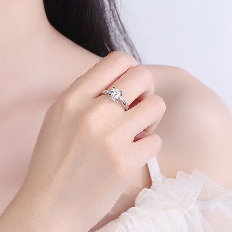 1 Pc Cincin Berlian Kristal Fashion Sederhana Dapat Disesuaikan Perhiasan Wanita