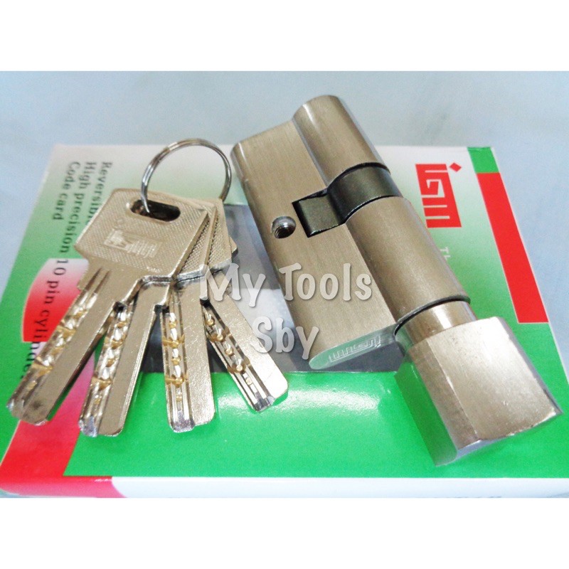 Silinder / Cylinder Kunci Pintu Rumah Besar Knob Silver Kuningan IGM Anak Kunci Komputer