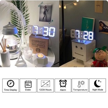 Jam LED Digital Alarm Clock 3D Jam Weker Meja Dinding LED Digital 3D