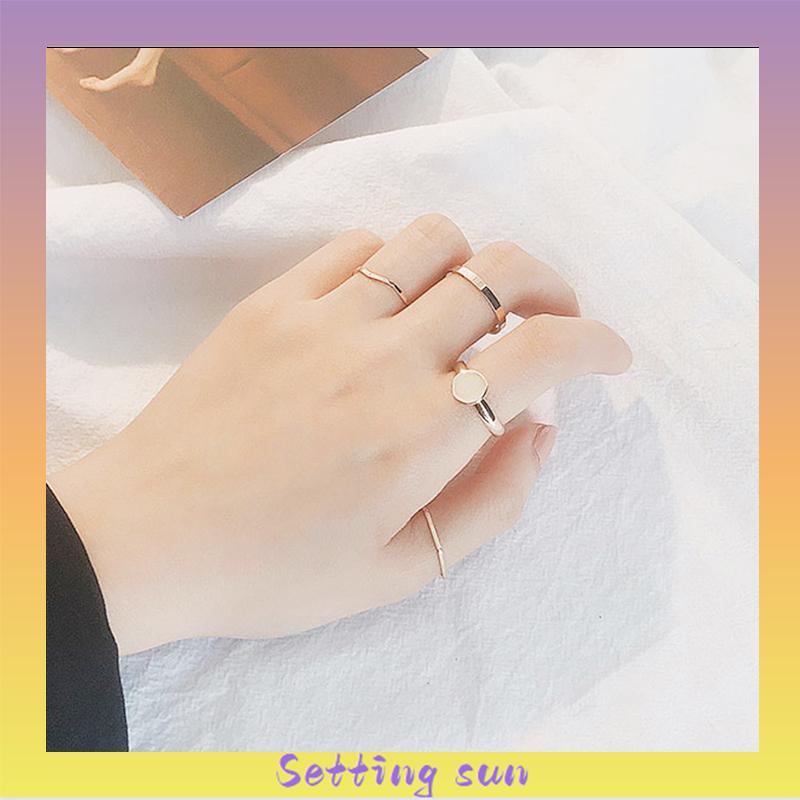 5Pcs / Set Fashion Cincin Tidak Beraturan Logam Gelombang Sederhana Yang Dipersonalisasi TN