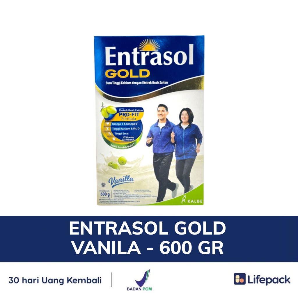ENTRASOL GOLD VANILA - 600 GR - Susu Tinggi Kalsium untuk Lansia - LIFEPACK