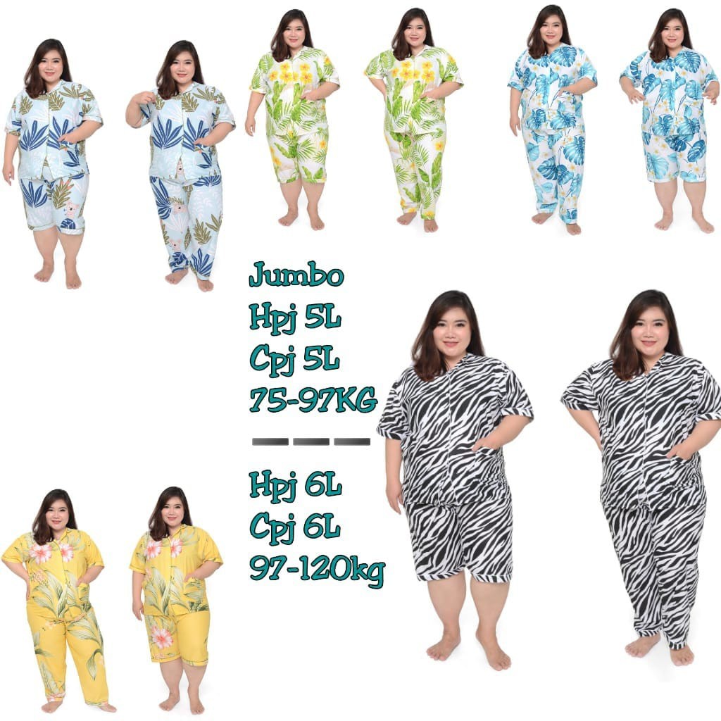 PIYAMA BAJU TIDUR WANITA KATUN MOTIF JUMBO LD 130 LD 140