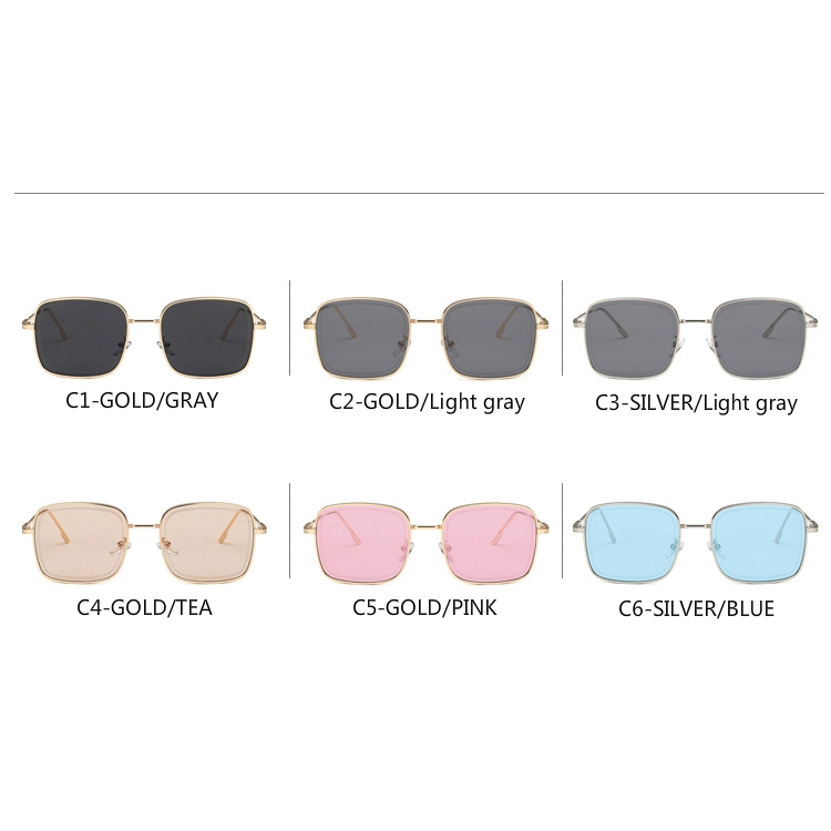 Fashion square metal simple men's and women's trendy anti-ultraviolet sunglasses