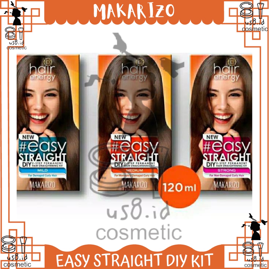 MAKARIZO Easy Straight DIY Kit | Pelurus Rambut EasyStraight | Mild Medium Strong 80ml 120ml