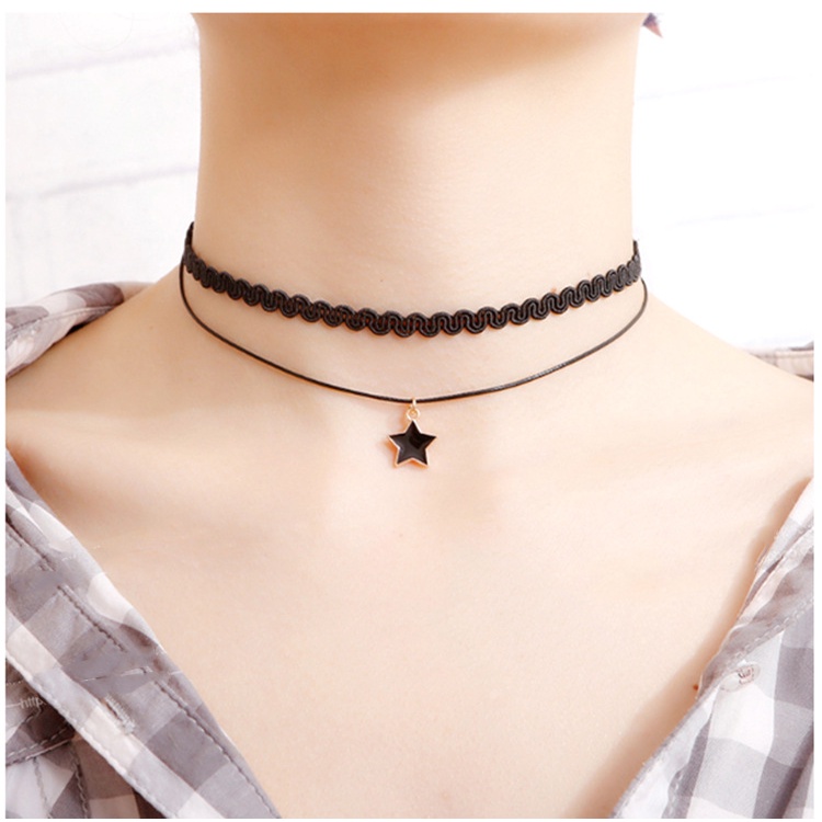 Korean style neck jewelry neckband collar simple lace necklace short clavicle chain 210823